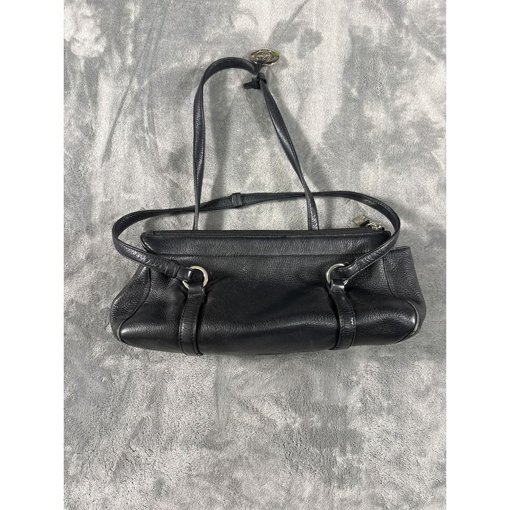 Donald J Pliner Women Black Pebbled Leather Shoulder Bag Medium Minimalist